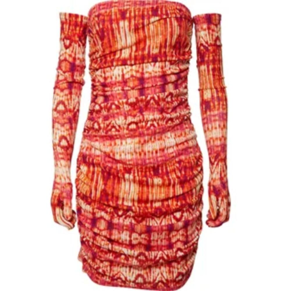 Miscreants Red & Orange Tie Dye Cupid Mini Dress NWOT Size UK 6 / US 4 - Picture 2 of 3